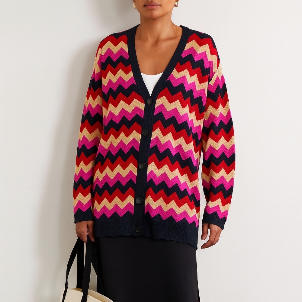 Missoni Collection Chevron Zig Zag Button Knit Cardigan